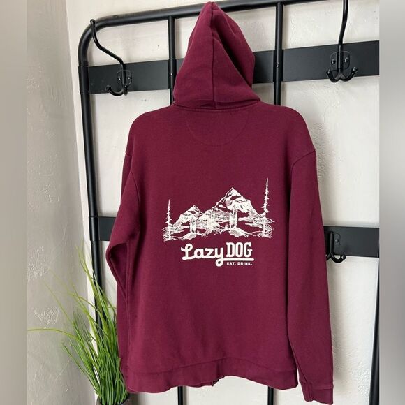 Lazy Dog Rocky Mountains zip up hooded sweatshirt maroon size large unisex - Picture 8 of 15